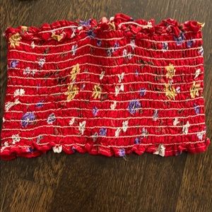 Red flower tube top LF